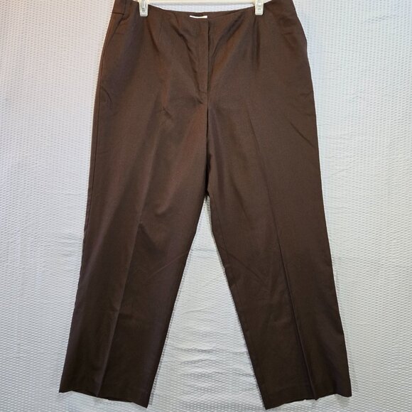 Talbots Women's Choc. Brown Trousers 100% Pure Silk Size 20 Office Professional - Picture 2 of 10
